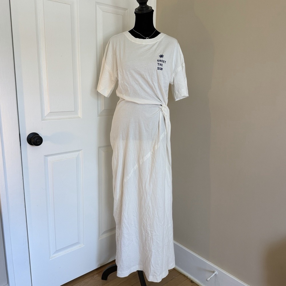 Anthropologie Celandine Maxi T-Shirt Dress White 100% Cotton (XS) NWT Coastal - Picture 2 of 8